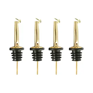 Schenktuit Goud Met Vershoudsluiting 4 Stuks - Luxe Schenktuit Minismus - Wijn, Schenker, Cocktail, Goud, Olijfolie, Bar, Whiskey, Schenkdop