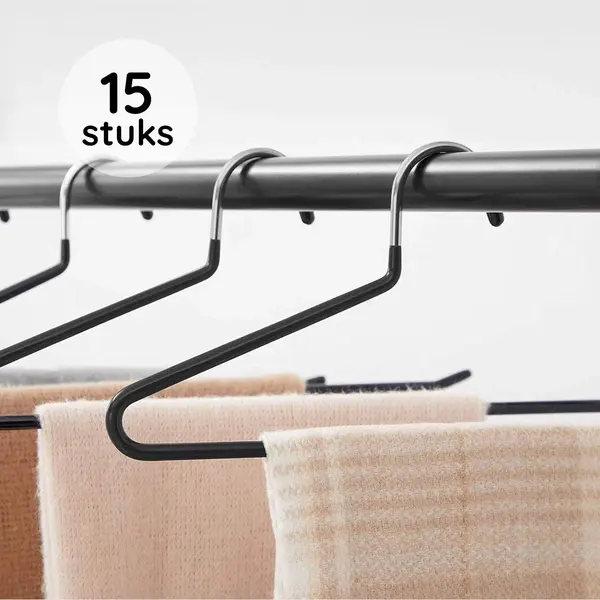 Life's Green Luxe Broekhanger 15 Stuks - Metalen Kledinghanger - Kledingkast Organizer - Ruimtebesparende Broekhangers - Staal Met Anti-slip - Zwart thumbnail