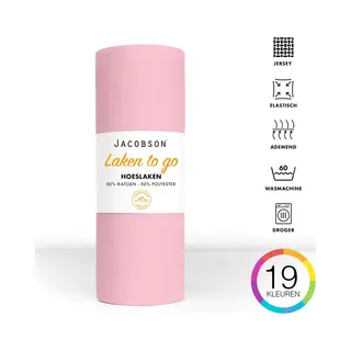 Jacobson - Hoeslaken - 90x200cm - Jersey Katoen - Tot 25cm Matrasdikte - Roze