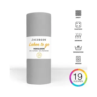 Jacobson - Hoeslaken - 100x200cm - Jersey Katoen - Tot 23cm Matrasdikte - Grijs