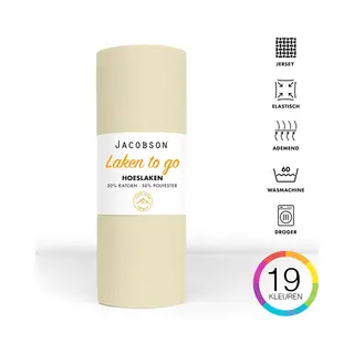 Jacobson - Hoeslaken - 100x200cm - Jersey Katoen - Tot 23cm Matrasdikte - Natural / Crème