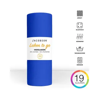 Jacobson - Hoeslaken - 100x200cm - Jersey Katoen - Tot 23cm Matrasdikte - Koningsblauw
