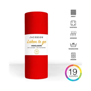 Jacobson - Hoeslaken - 100x200cm - Jersey Katoen - Tot 23cm Matrasdikte - Rood