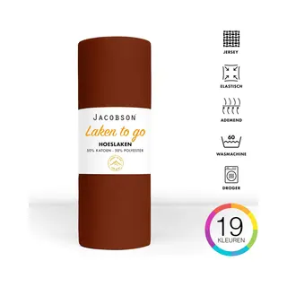Jacobson - Hoeslaken - 200x200cm - Jersey Katoen - Tot 23cm Matrasdikte - Bruin