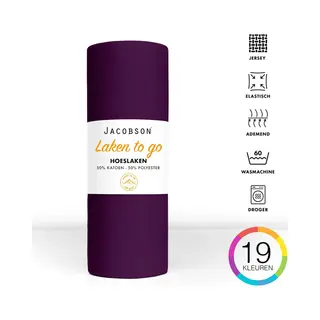 Jacobson - Hoeslaken - 120x200cm - Jersey Katoen - Tot 25cm Matrasdikte - Paars