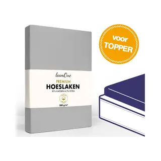 Loom One Premium Topper Hoeslaken – 97% Jersey Katoen / 3% Lycra – 200x200 Cm – Tot 10cm Matrasdikte– 200 G/m² – Grijs