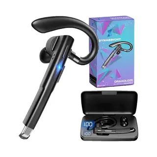 Dynabright Draadloze Headset – Noise Canceling - Handsfree Bellen – Incl Oplaadkoffer - Bluetooth Headset Met Microfoon - Oortjes Draadloos Met