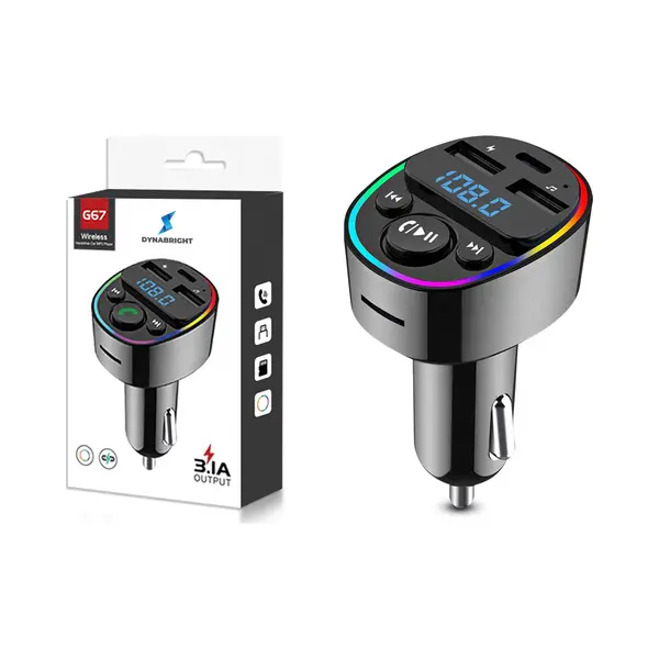 DynaBright Fm Transmitter V1 – Usb Lader - Handsfree Bellen Auto - Bluetooth Transmitter – Autolader – Carkit - MP3 - Auto Accessoires - Usb-C thumbnail