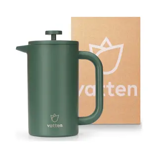 Vatten® Premium Rvs French Press - Donkergroen - 1 Liter - Dubbelwandige Koffiemaker - Cafetière