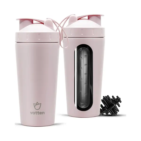 Vatten® Premium Rvs Shakebeker - 700 Ml - Lichtroze - Eiwitshaker - Proteïne Shaker - Smoothie Beker thumbnail