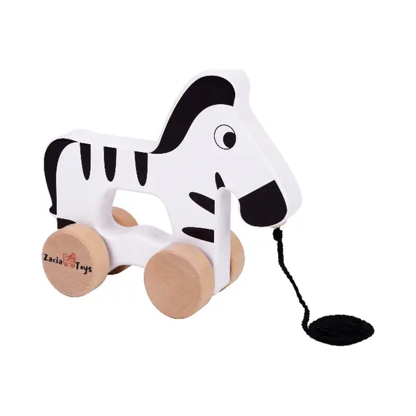 ZaciaToys - Houten Trekfiguur Zebra Speelgoed - Fsc® thumbnail