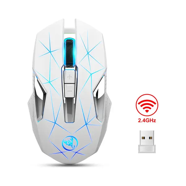 Hxsj T300 2.4G Draadloze Gaming Muis - Computermuizen - Ultra Licht - Compact Voor Onderweg - Rgb Verlichting - Wit thumbnail
