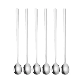 House Of Husk Latte Macchiato Lepels Set - Lange Theelepels - Koffielepels - Longdrinklepels - Sorbetlepels - Barlepel - Rvs - 6 Stuks - 20CM - Zilver
