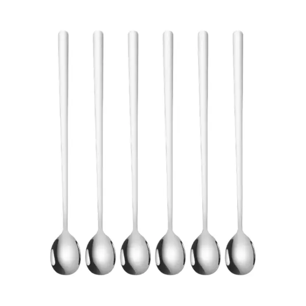 House Of Husk Latte Macchiato Lepels Set - Lange Theelepels - Koffielepels - Longdrinklepels - Sorbetlepels - Barlepel - Rvs - 6 Stuks - 20CM - Zilver thumbnail