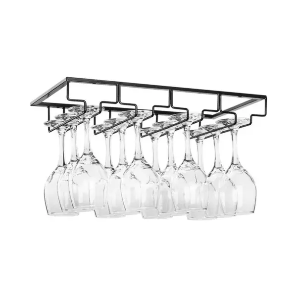 Flokoo Wijnglazenhouder - Zwart - 12 Glazen - 40 Cm X 22, 5 Cm X 6 Cm - Wijnglazenrek - Wijnglazenhouder Ophangrek - Glasophangrek - Glazenrek - Wijnglazen thumbnail