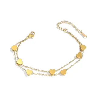 Armband Dames Met Hartjes Goudkleurig Sophie Siero®- Met Geschenkverpakking - 15cm T/m 21cm - Armbanden Met Hartje