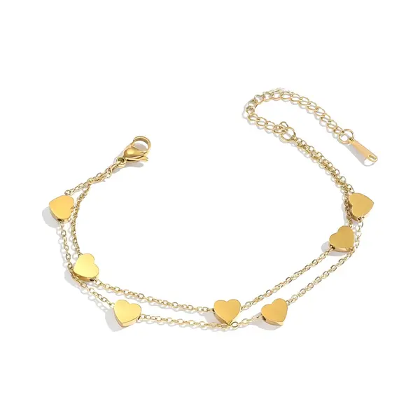 Armband Dames Met Hartjes Goudkleurig Sophie Siero®- Met Geschenkverpakking - 15cm T/m 21cm - Armbanden Met Hartje thumbnail