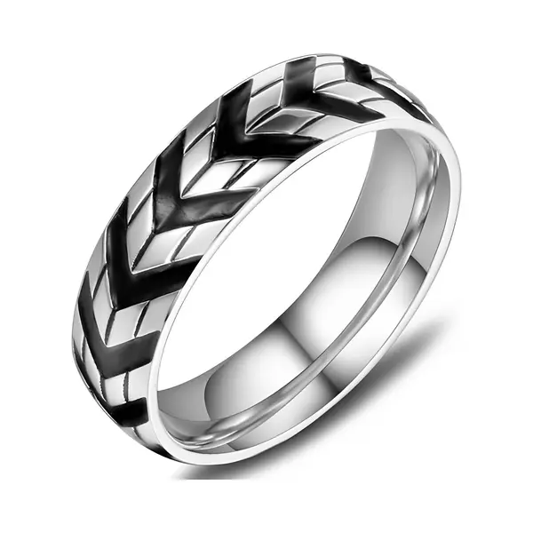 Ring Heren Staal Zilverkleurig Zwart Kleur - Stalen Ringen Van Mauro Vinci - Met Geschenkverpakking - Sieraden Voor De Man - Maat 12 thumbnail