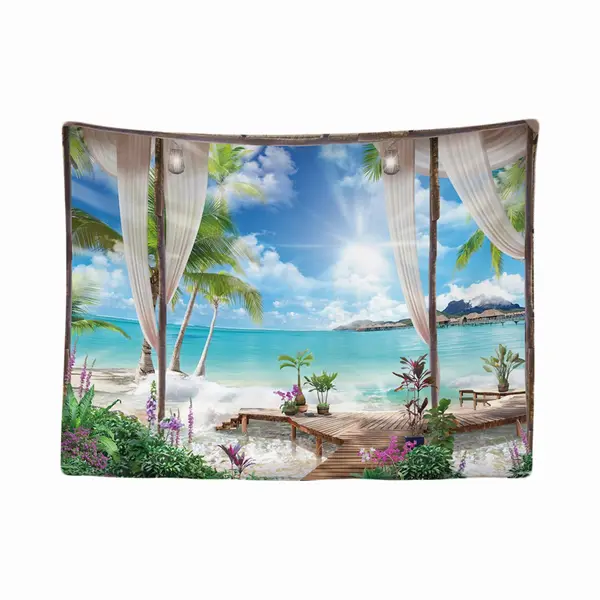 Ulticool - Strand Meer Natur - Wandteppich - 200x150 Cm - Großer Wandteppich - Poster Verzierung - Dekoration - Tapete - Leinwand - Malerei - thumbnail