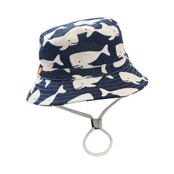 Mylinsé Zonnehoedje Vissershoedje Kind Walvis Blauw Jongens Dreumes Peuter (18 Mnd T/m 3 Jaar) - Maat 52 thumbnail