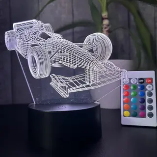 Klarigo® Nachtlamp – 3D Led Lamp Illusie – 16 Kleuren – Bureaulamp – Formule 1 Wagen - Max Verstappen - F1 - Racewagen - Sportauto –