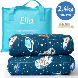 Ella Weighted Blanket Children 2.4 Kg 90 X 120 Cm - Therapy Blanket For Stress Relief & Anxiety Hypoallergenic Glass Beads Soft & Cooling Cotton Outer