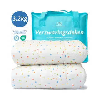 Ella Verzwaringsdeken Kind 3, 2kg - Oeko-Tex Katoen Zwaartedeken 100 X 150cm - Weighted Blanket - Verzwaarde Deken Stippen