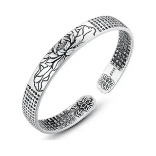 Marama - Tibetaanse Lotus Armband - Bangle - Verzilverd