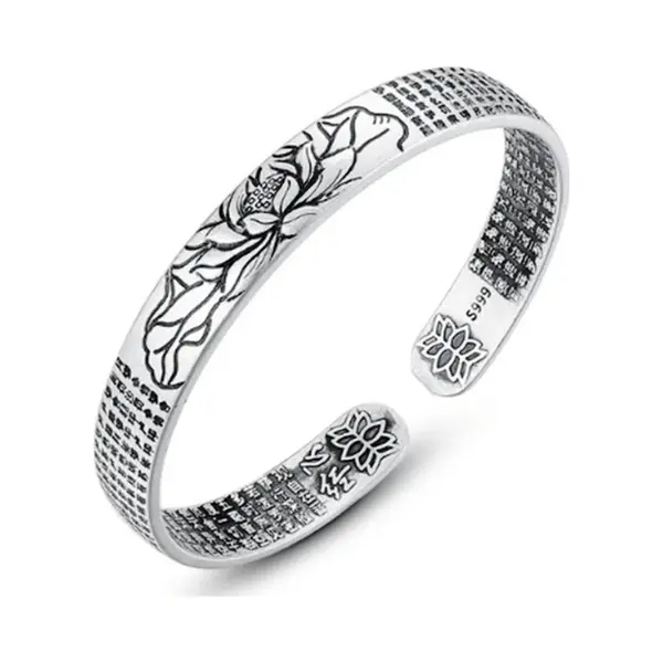 Marama - Tibetaanse Lotus Armband - Bangle - Verzilverd thumbnail