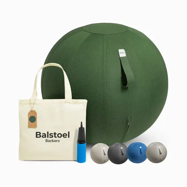 Backerz Sitting Ball 75 Cm - Sitting Bälle Mit Abdeckung Leinen - Ergonomische Büro Und Home Office Stuhl - Luxus Yoga Ball - Olivgrün thumbnail