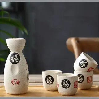 Fine Asianliving Sake Set Giftbox Wit Blessing Handgemaakt - Satoshi Set/5 Japanse Sake Set Sake Servies Sakefles Sake Kopjes