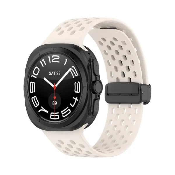 By Qubix D-buckle Siliconen Sportband - Starlight - Sterrenlicht - Geschikt Voor Samsung Galaxy Watch Ultra / Ultra 2025 47mm thumbnail