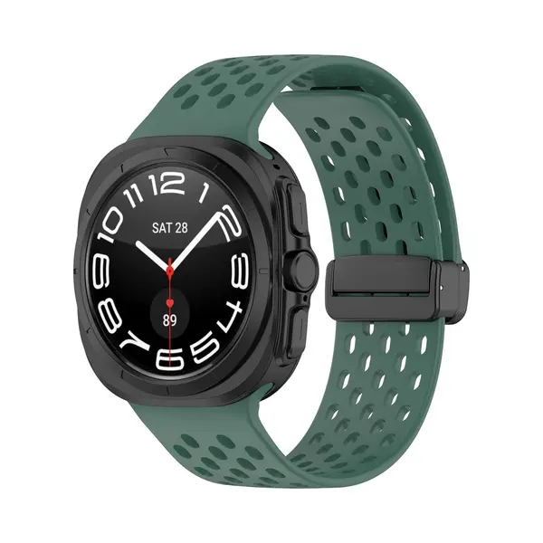 By Qubix D-buckle Siliconen Sportband - Donkergroen - Geschikt Voor Samsung Galaxy Watch Ultra / Ultra 2025 47mm thumbnail