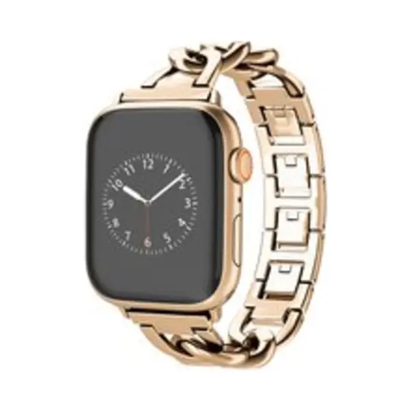 By Qubix Metalen Quick-release Ketting Band - Rosé - Champagne Goud - Geschikt Voor Apple Watch 44 Mm - 45 Mm - 46 Mm - 49 Mm (Ultra 1, 2 En 3) thumbnail