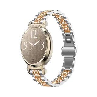By Qubix Metalen Schakelbandje - Zilver Met Rosé Goud - Geschikt Voor Garmin Lily 2 - Geschikt Voor Garmin Bandje