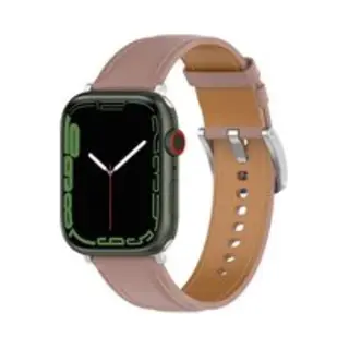 By Qubix Luxe Leren Bandje - Oudroze - Geschikt Voor Apple Watch 44 Mm - 45 Mm - 46 Mm - 49 Mm (Ultra 1, 2 En 3) - Compatible Apple Watch Bandje -