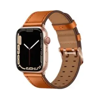 By Qubix Leren Band Met Twin Gesp - Lichtbruin Met Rosé Gesp - Geschikt Voor Apple Watch 38 Mm - 40 Mm - 41 Mm - 42 Mm