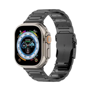 By Qubix Titanium H-type Schakelband - Zwart - Geschikt Voor Apple Watch 44 Mm - 45 Mm - 46 Mm - 49 Mm (Ultra 1, 2 En 3)