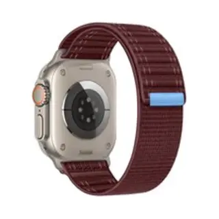 By Qubix Nylon Wave Band - Bordeaux - Geschikt Voor Apple Watch 44 Mm - 45 Mm - 46 Mm - 49 Mm (Ultra 1, 2 En 3) - Nylon - Bandje IWatch