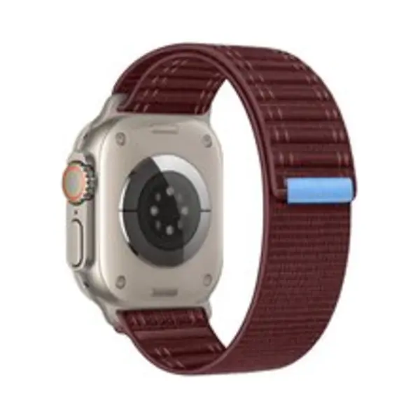 By Qubix Nylon Wave Band - Bordeaux - Geschikt Voor Apple Watch 44 Mm - 45 Mm - 46 Mm - 49 Mm (Ultra 1, 2 En 3) - Nylon - Bandje IWatch thumbnail