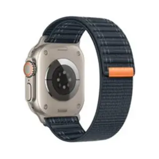 By Qubix Nylon Wave Band - Donkerblauw - Geschikt Voor Apple Watch 44 Mm - 45 Mm - 46 Mm - 49 Mm (Ultra 1, 2 En 3) - Nylon - Bandje IWatch