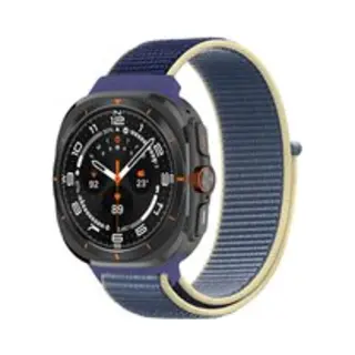 By Qubix Nylon Loop Bandje - Blauw Met Roomwit - Geschikt Voor Samsung Galaxy Watch Ultra / Ultra 2025 47mm