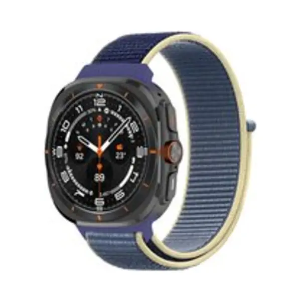 By Qubix Nylon Loop Bandje - Blauw Met Roomwit - Geschikt Voor Samsung Galaxy Watch Ultra / Ultra 2025 47mm thumbnail