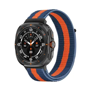 By Qubix Nylon Loop Bandje - Blauw - Oranje - Geschikt Voor Samsung Galaxy Watch Ultra / Ultra 2025 47mm