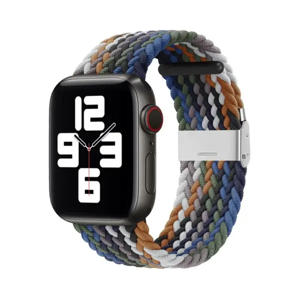 By Qubix Braided Nylon Bandje - Multicolor - Geschikt Voor Apple Watch 44 Mm - 45 Mm - 46 Mm - 49 Mm (Ultra 1, 2 En 3) - Compatible Apple Watch Bandje thumbnail
