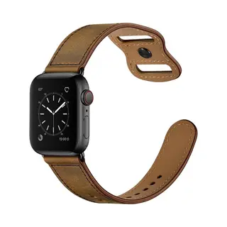 By Qubix Leren Bandje Dubbele Lus - Gemeleerd Bruin - Geschikt Voor Apple Watch 44 Mm - 45 Mm - 46 Mm - 49 Mm (Ultra 1, 2 En 3) - Compatible Apple