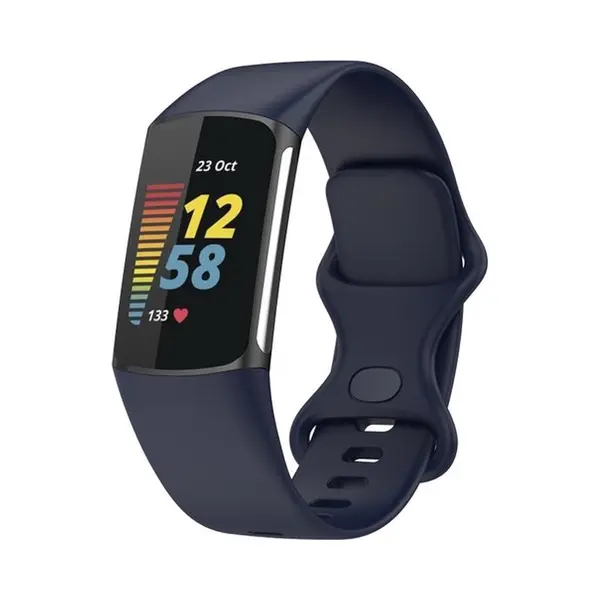 By Qubix - Geschikt Voor Fitbit Charge 5 - Fitbit Charge 6 Sportbandje Met Dubbele Lus - Donkerblauw - Maat, L - Horlogeband - Smartwatchbandje thumbnail