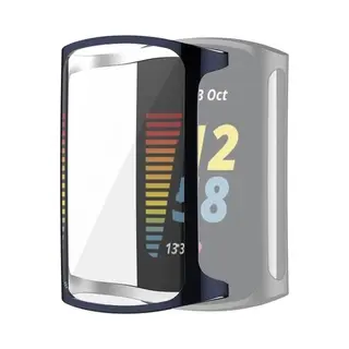 By Qubix - Geschikt Voor Fitbit Charge 5 - Fitbit Charge 6 Siliconen Case (volledig Beschermd) - Midnight Blue