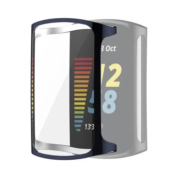By Qubix - Geschikt Voor Fitbit Charge 5 - Fitbit Charge 6 Siliconen Case (volledig Beschermd) - Midnight Blue thumbnail