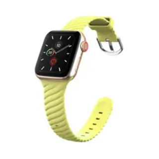 By Qubix Siliconen 'Twist' Bandje - Geel - Geschikt Voor Apple Watch 44 Mm - 45 Mm - 46 Mm - 49 Mm (Ultra 1, 2 En 3) - Compatible Apple Watch Bandje -